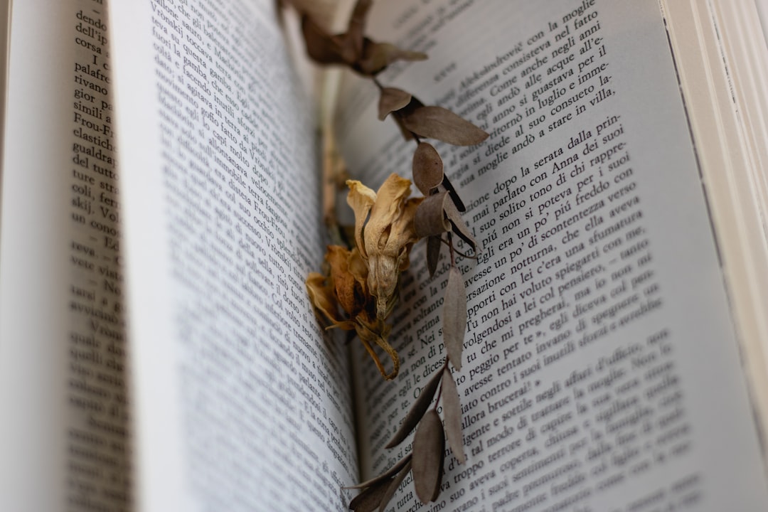 dried leaves on book page