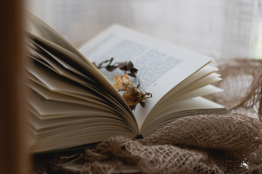 brown dried leaves on book page