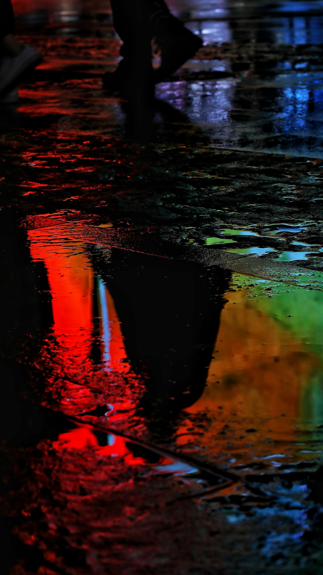 red and green water reflection