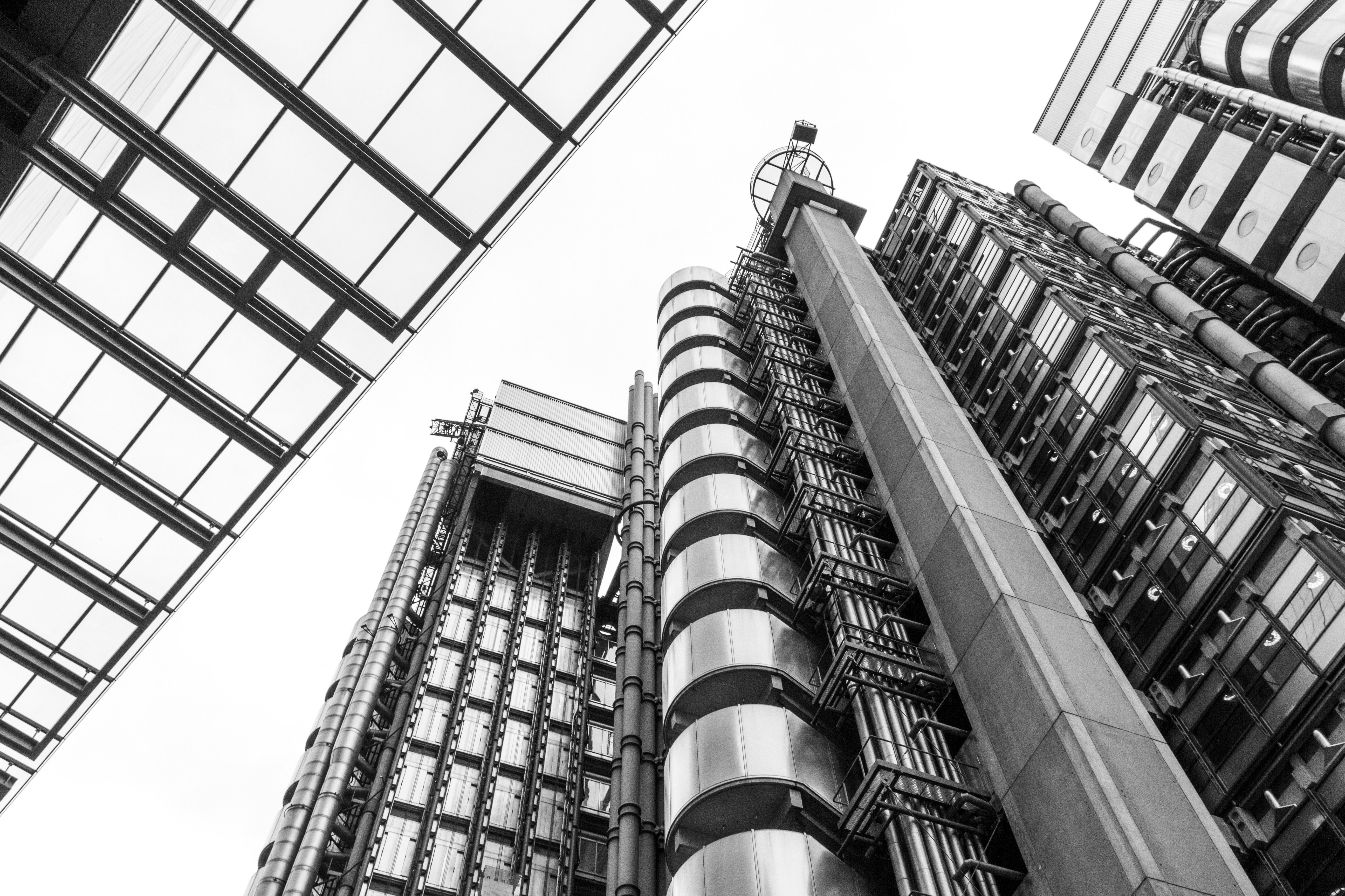 grayscale photo of concrete building