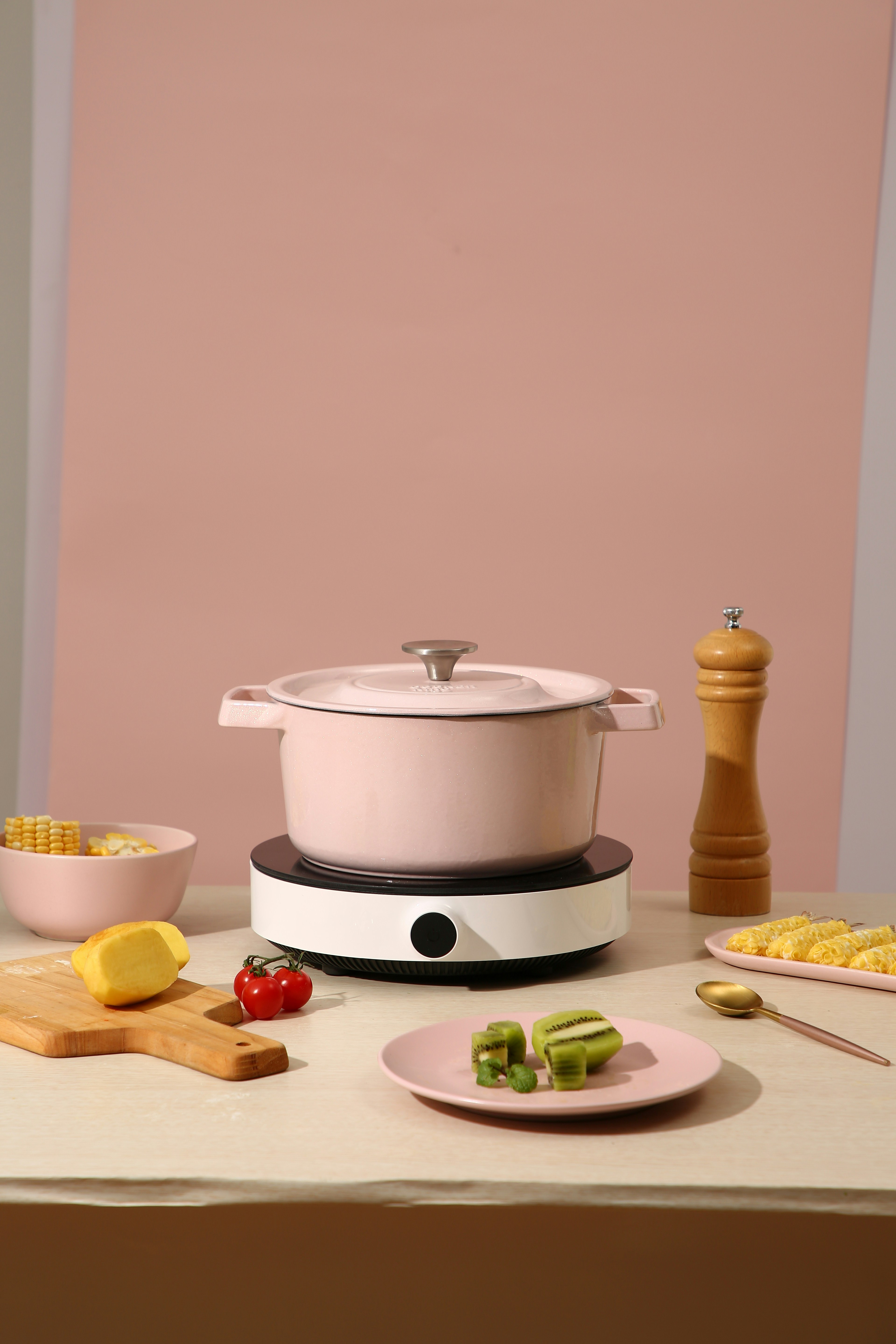 white rice cooker on brown wooden table