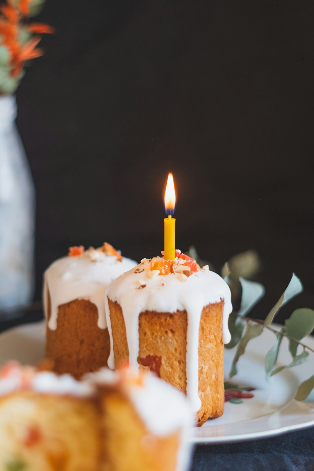 white and brown cake with candles