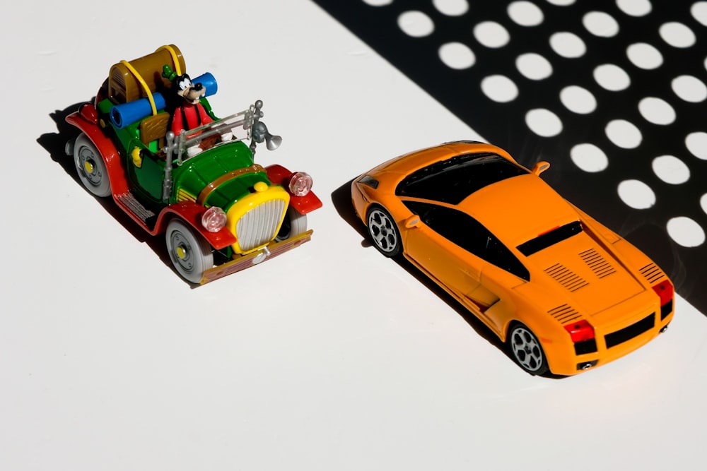 red and yellow car toy