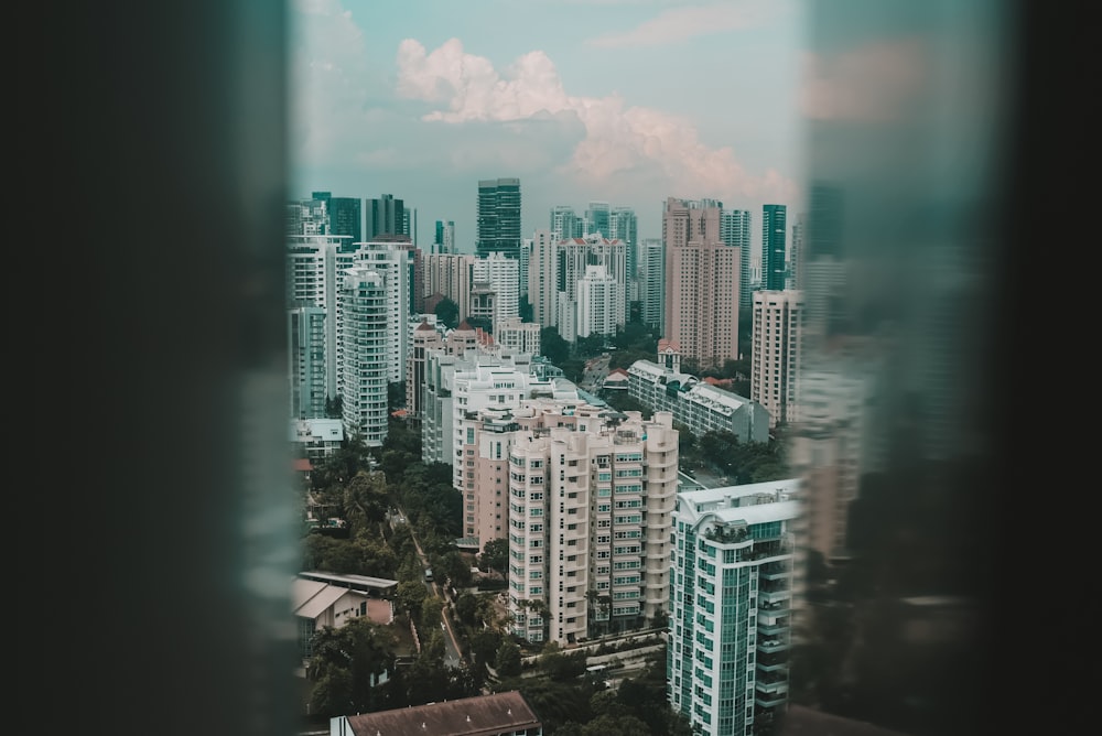 a view of a city from a window