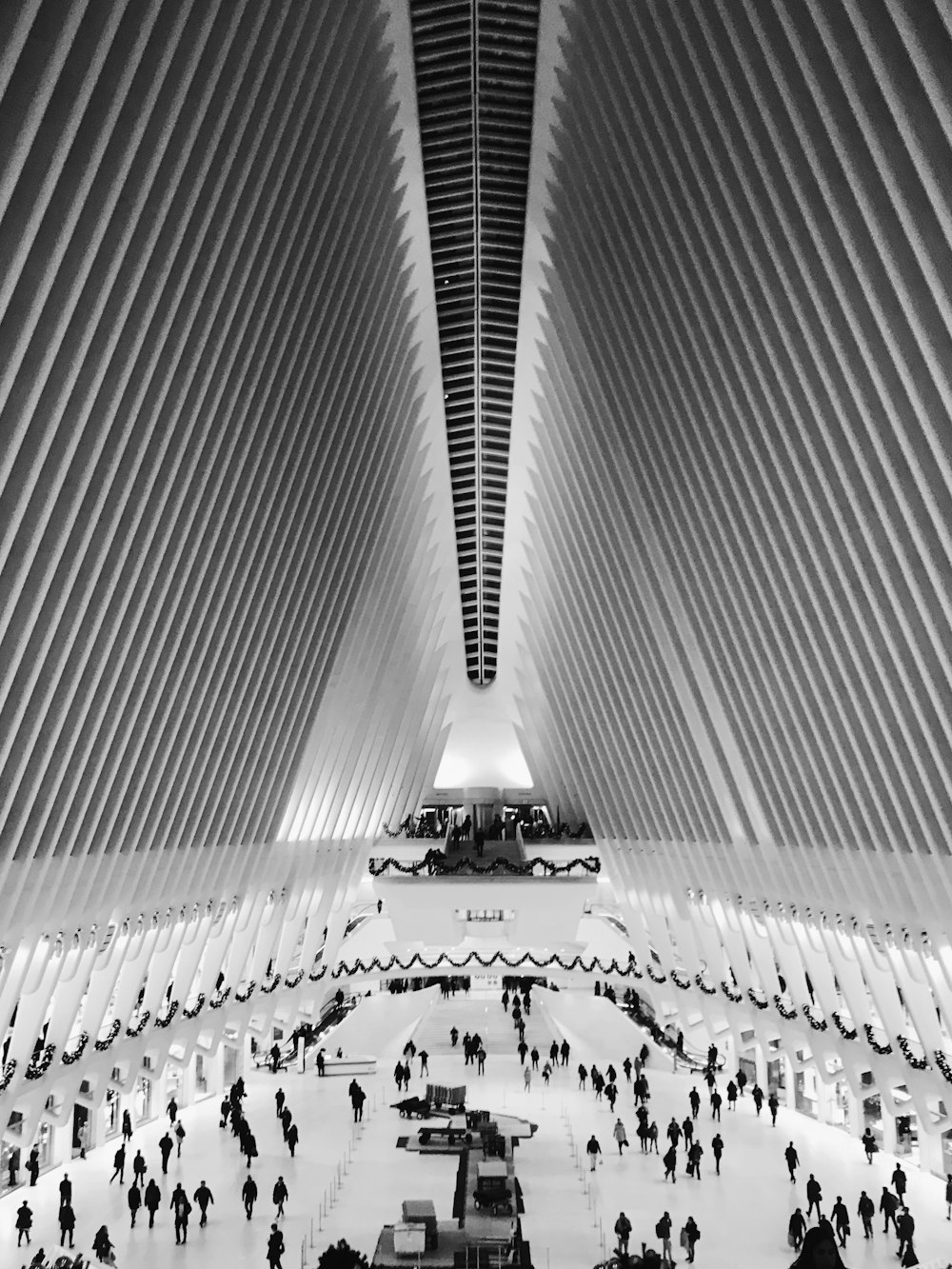 a black and white photo of a large building