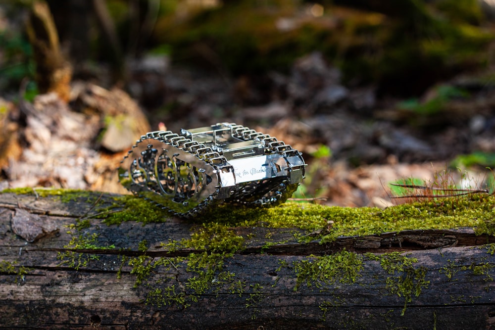 silver diamond ring on green moss