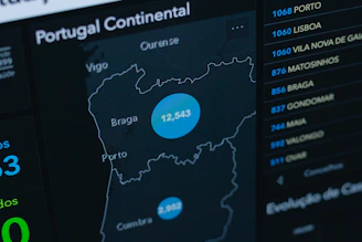 a computer screen showing a map of portugal