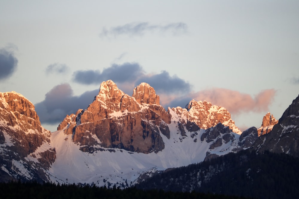 snow covered mountain under cloudy sky during daytime