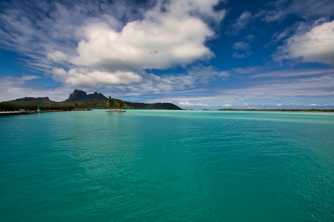 blue sea under blue sky during daytime, Beautiful landscape on arrival to Bora-Bora.