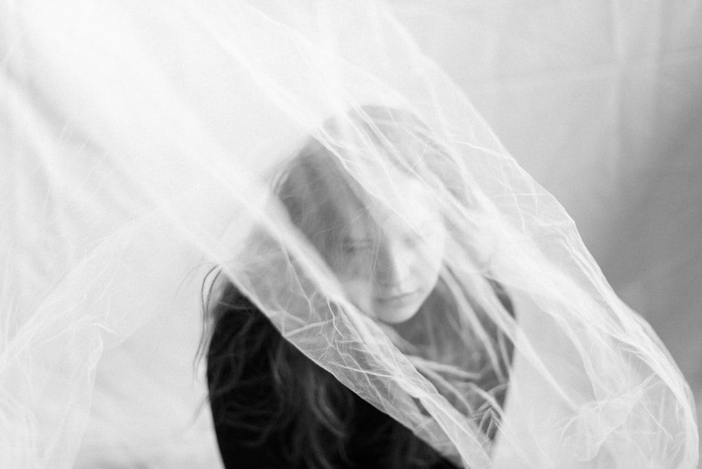 grayscale photo of womans hair