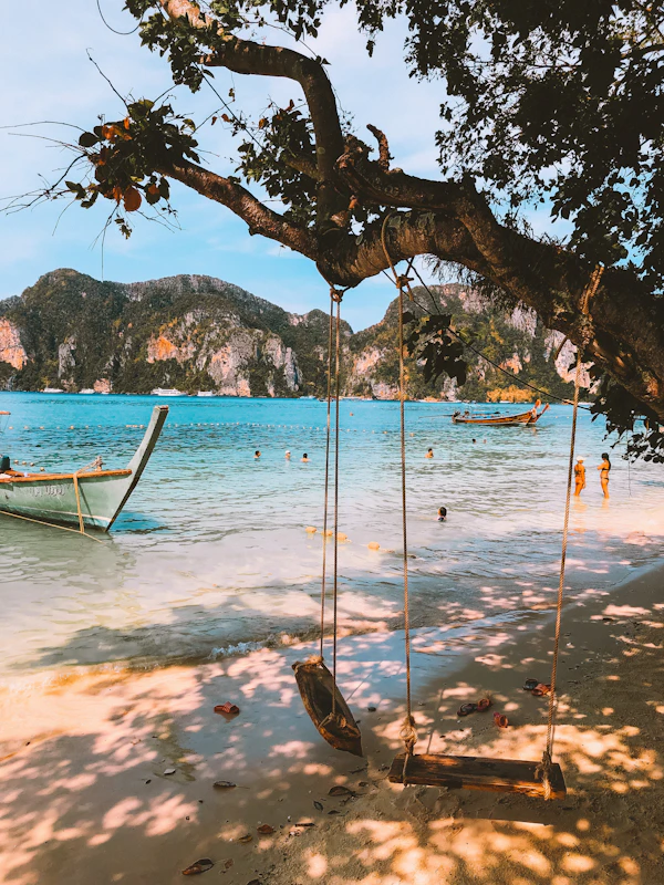 ชิงช้าเชือกริมหาดทรายเขตร้อน