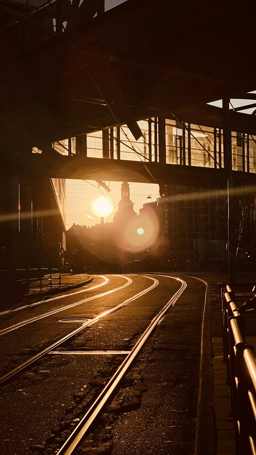 train rail in a train station