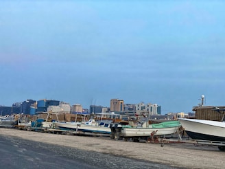 A stunning view of a fleet of boats ready for transport.
