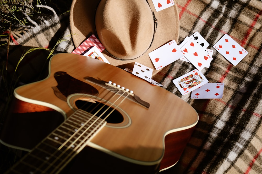 playing cards on brown wooden table