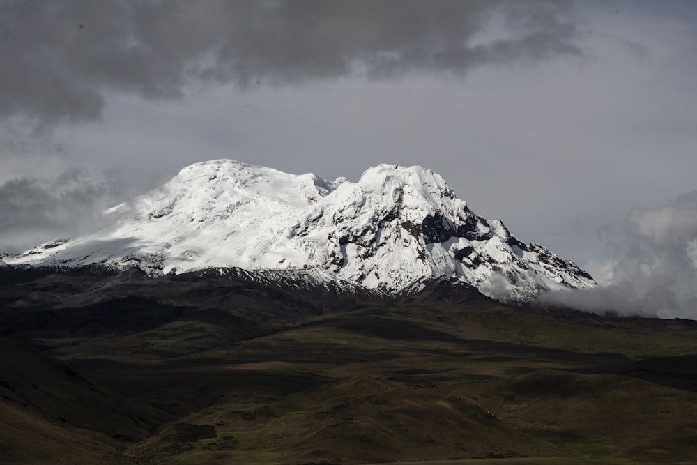 snow covered mountain under cloudy sky during daytime