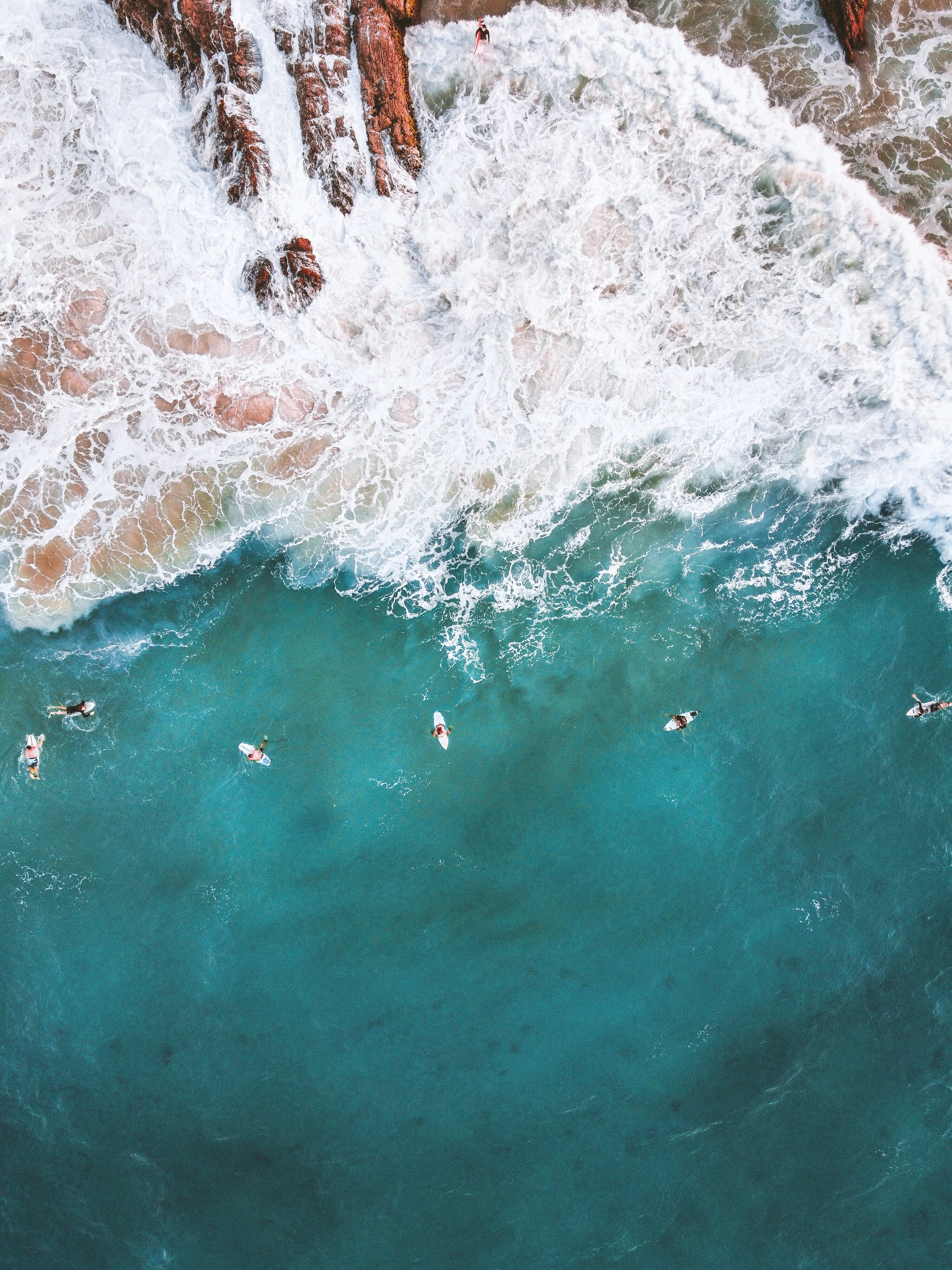 aerial view of ocean waves
