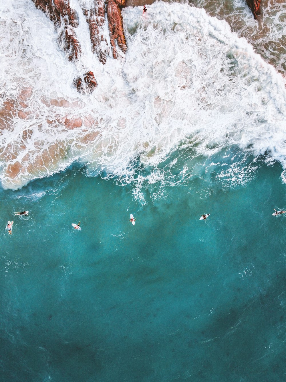 aerial view of ocean waves