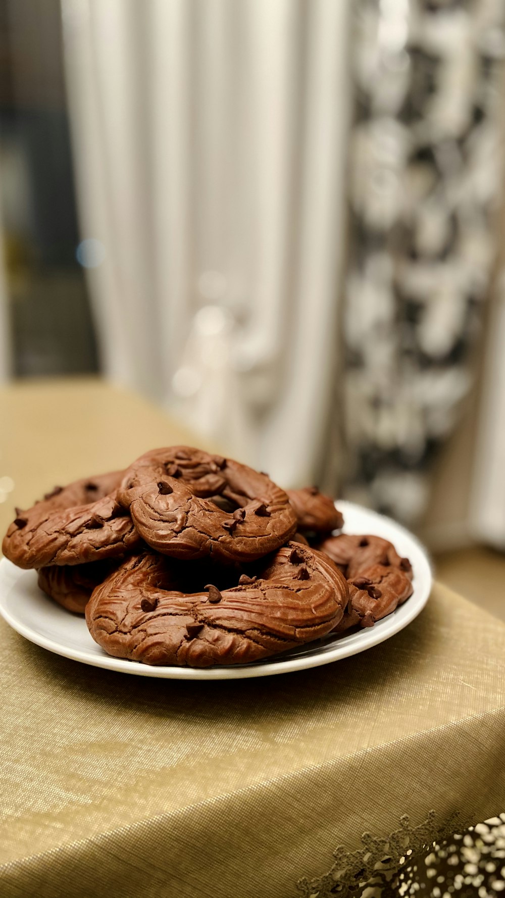 brown cookies on white ceramic plate