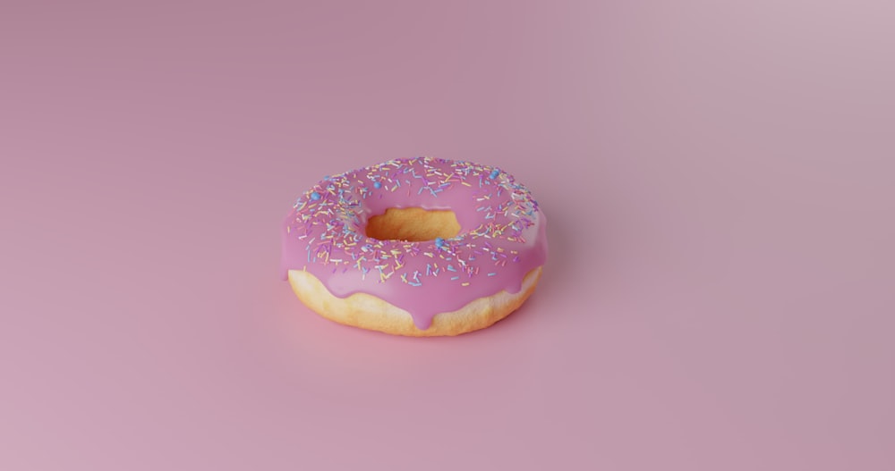 donut com glacê rosa por cima