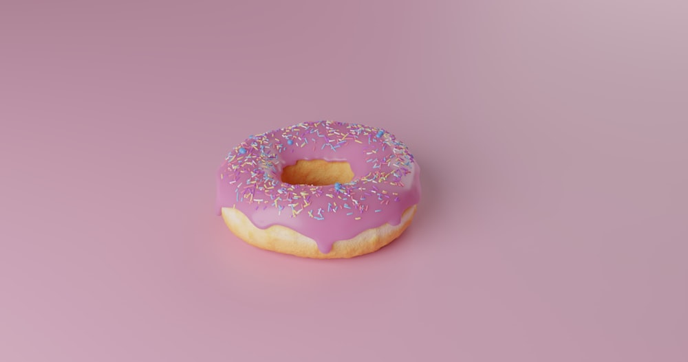 doughnut with pink icing on top