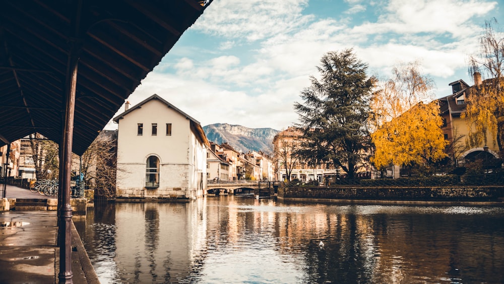 white and brown house beside body of water during daytime