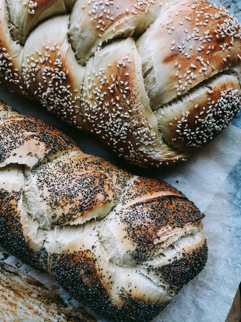 bread on gray wooden table