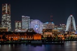 city skyline during night time