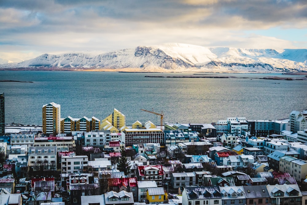 aerial view of city near body of water during daytime