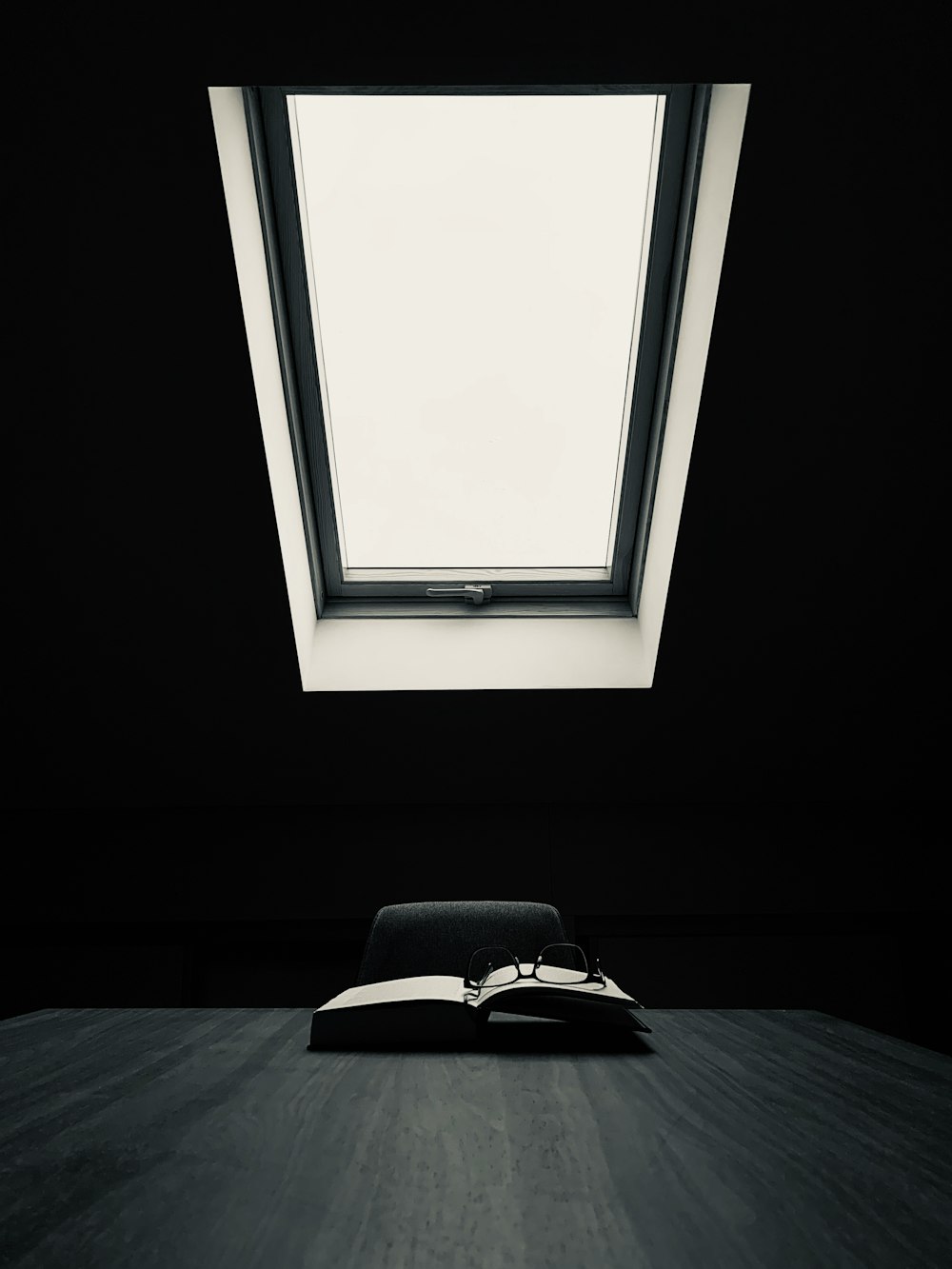 black and white book on table