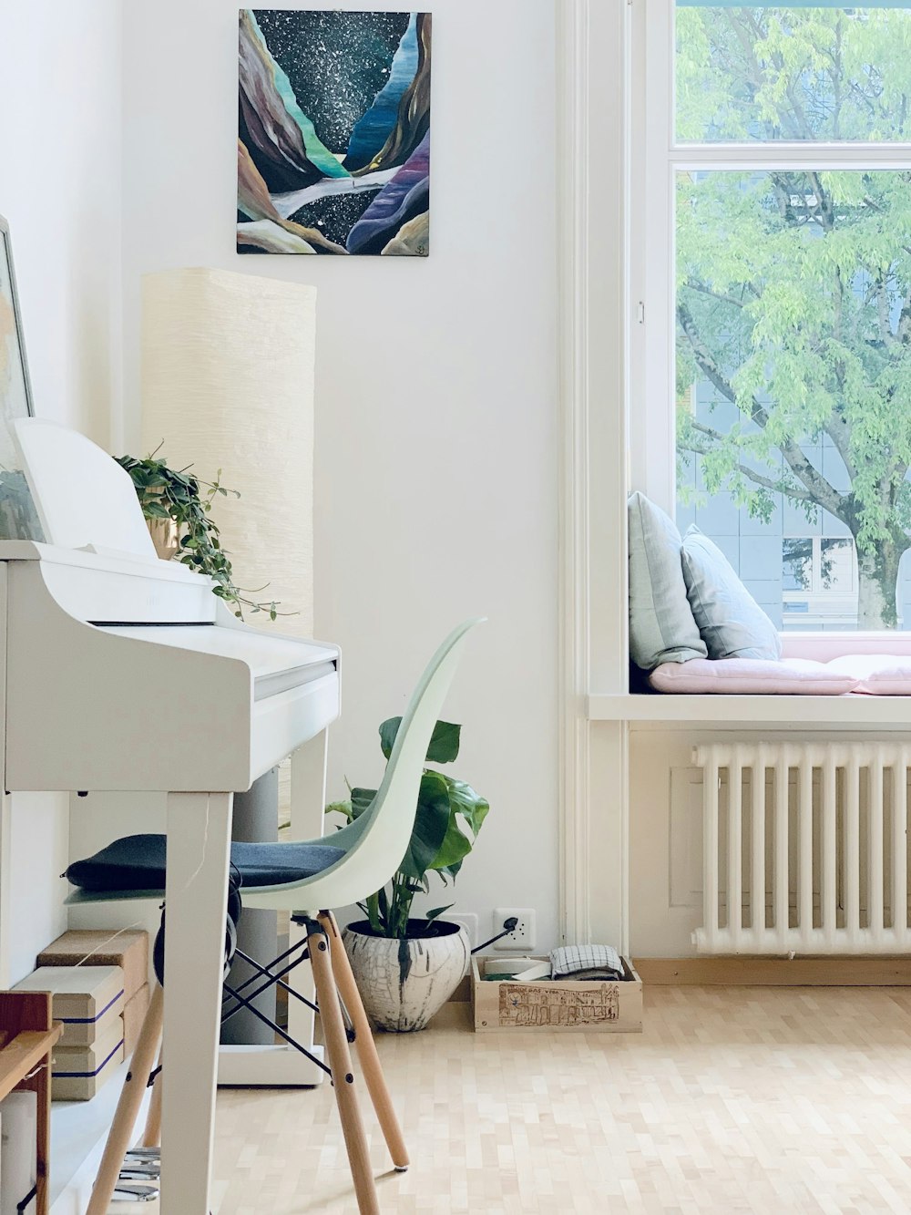 white printer on brown wooden table