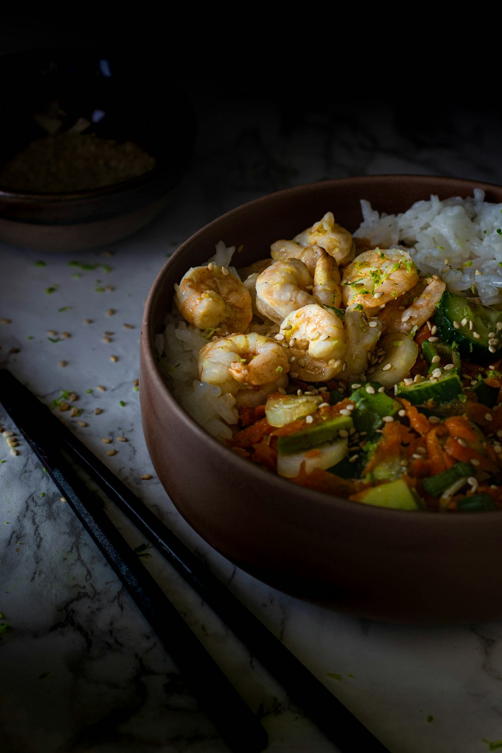 cooked food in brown ceramic bowl