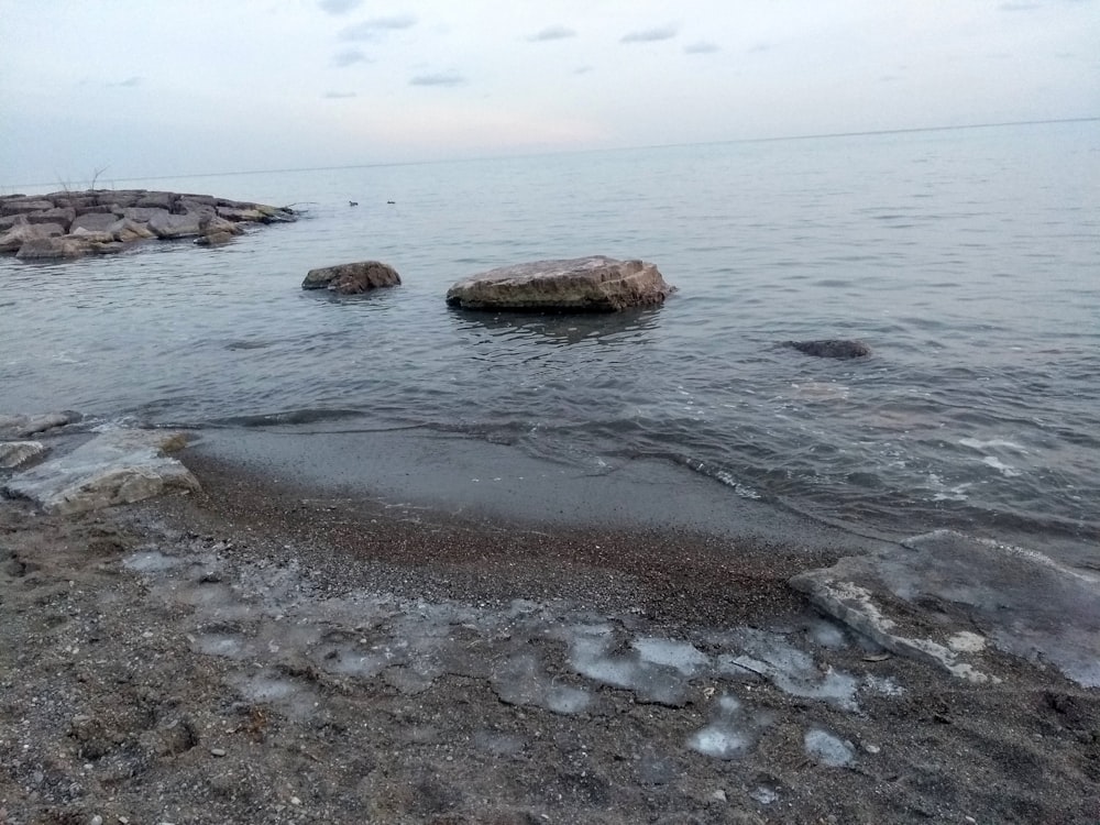 brown rock formation on sea shore during daytime