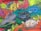 A vibrant graffiti mural featuring a variety of colorful sea creatures, including a shark, a yellow fish, a blue fish, and a pufferfish. The mural is painted on a brick wall and includes elements like seaweed, bubbles, and abstract patterns in the background.