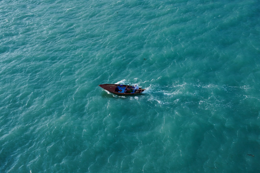 person riding on white and black boat on body of water during daytime