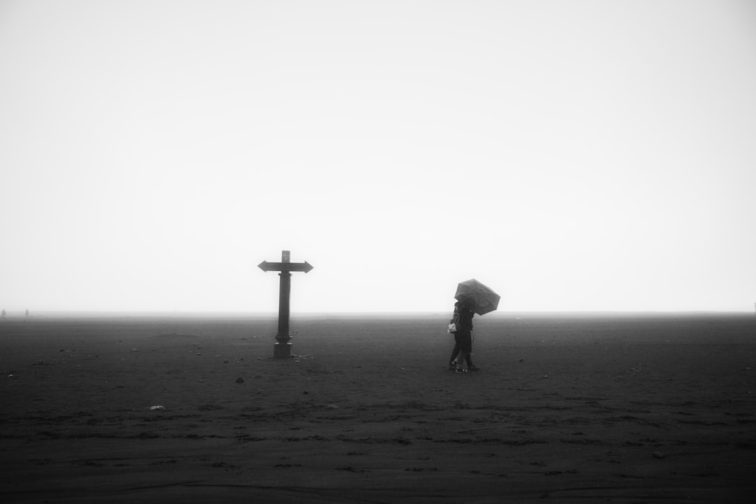 person standing on a cross in a field