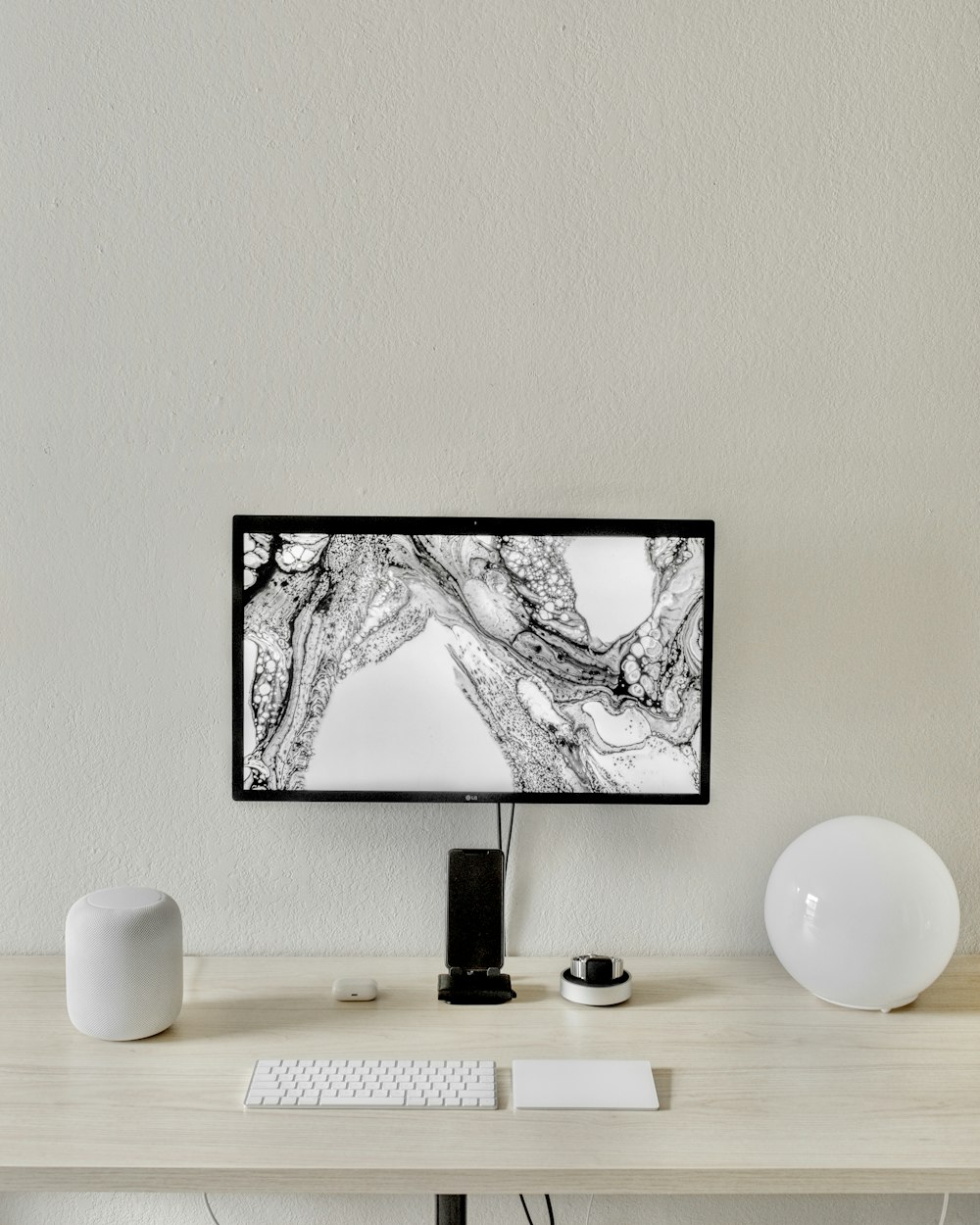 black and white abstract painting