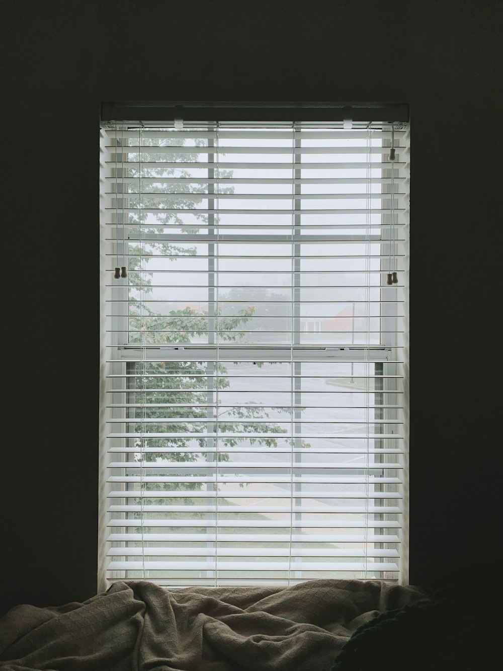 white window blinds on window