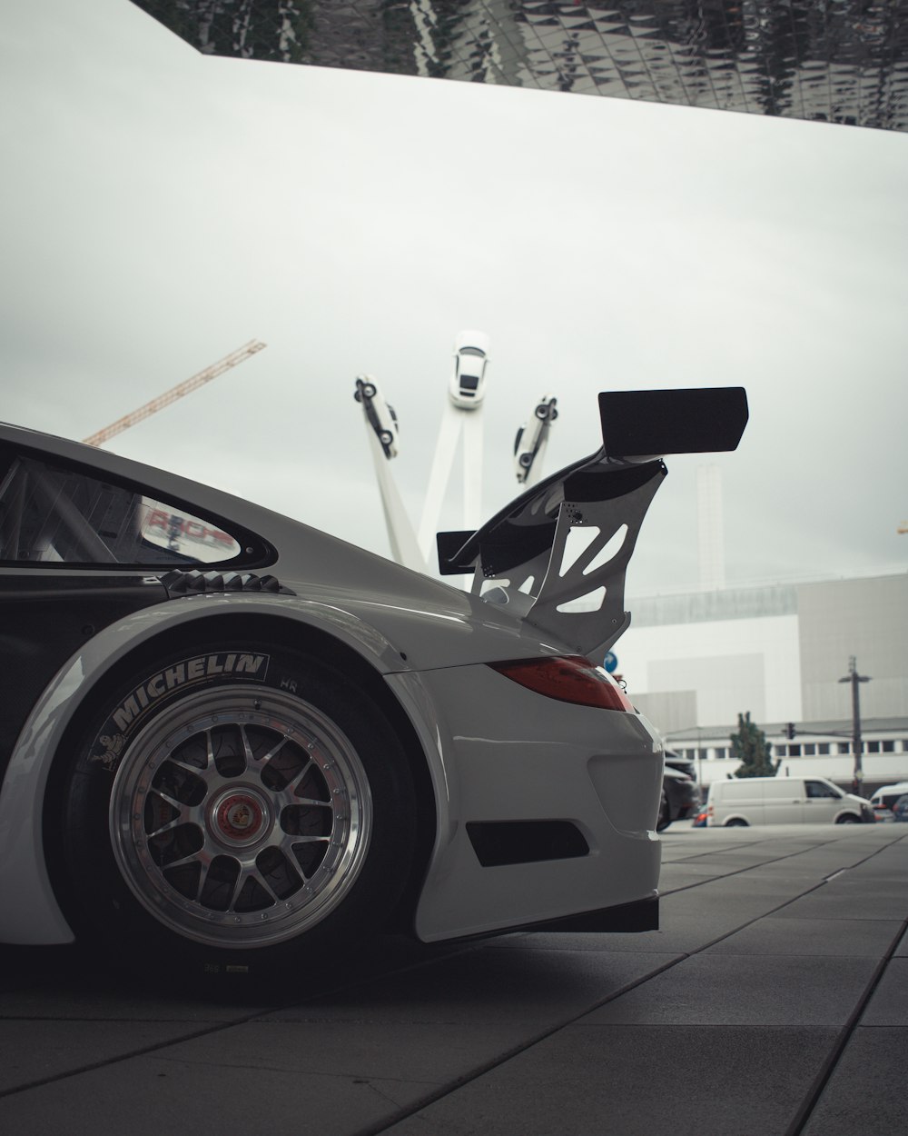 white and black sports car