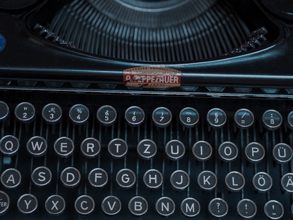 black and white typewriter keys