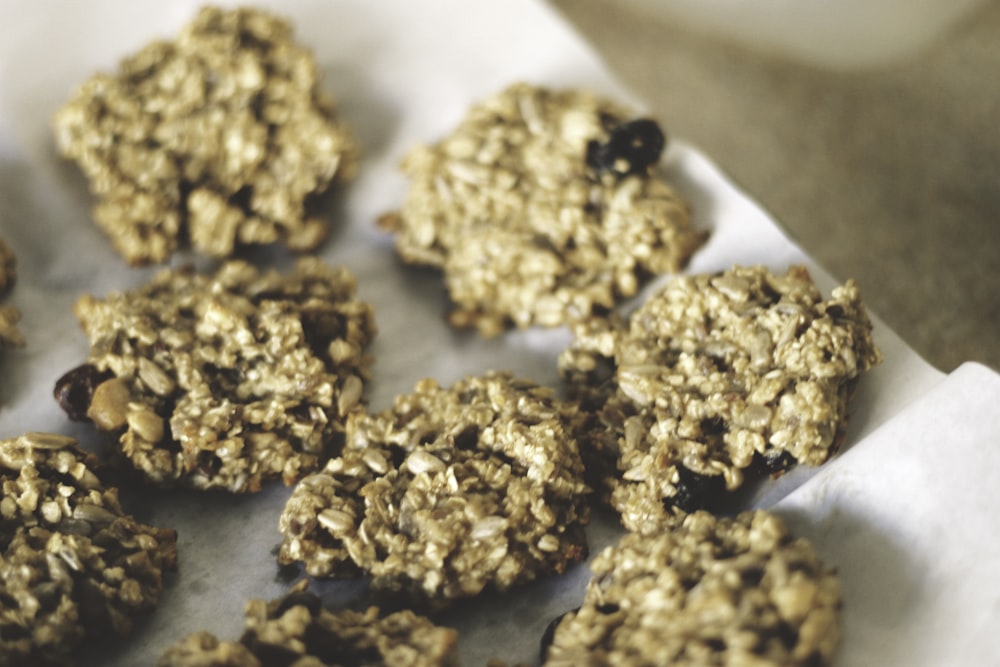 brown cookies on white ceramic plate