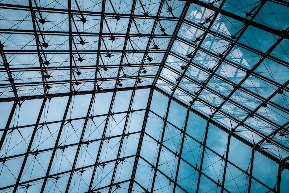 white metal frame glass roof