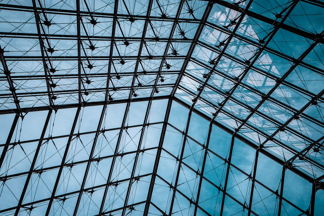 white metal frame glass roof,