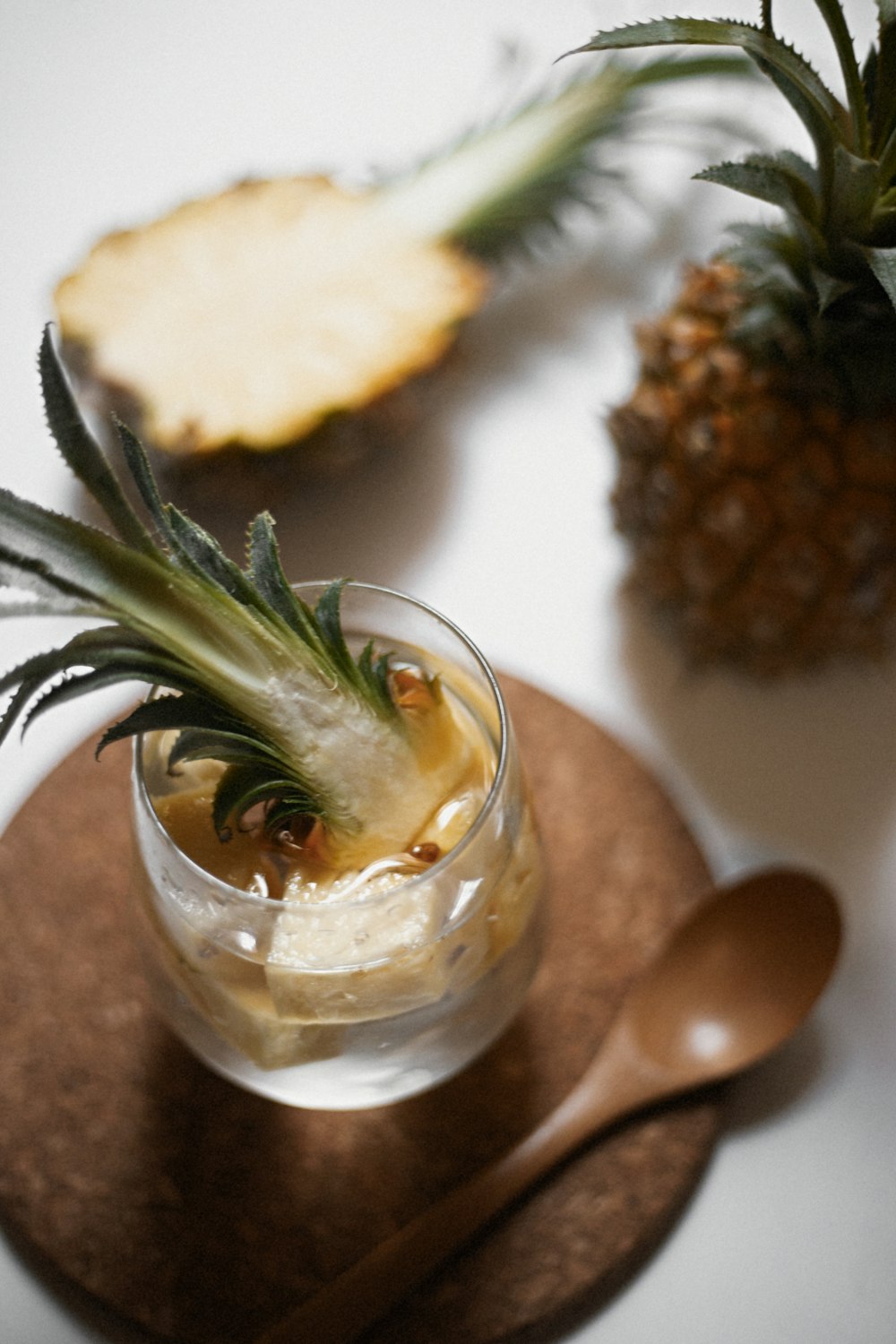 pineapple juice in clear drinking glass