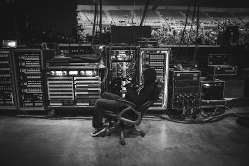 Close-up of artist preparing backstage before a live event