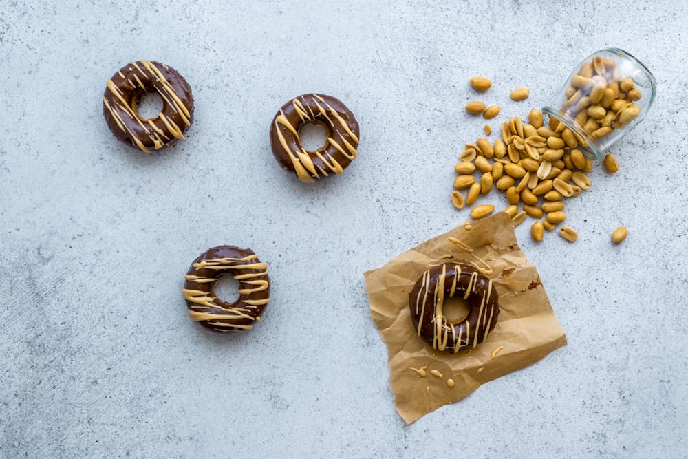 brown and beige nuts on brown paper bag