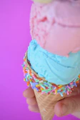 pink blue and yellow ice cream cone