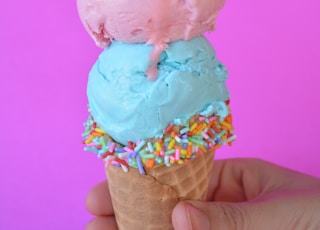 pink ice cream on pink cone