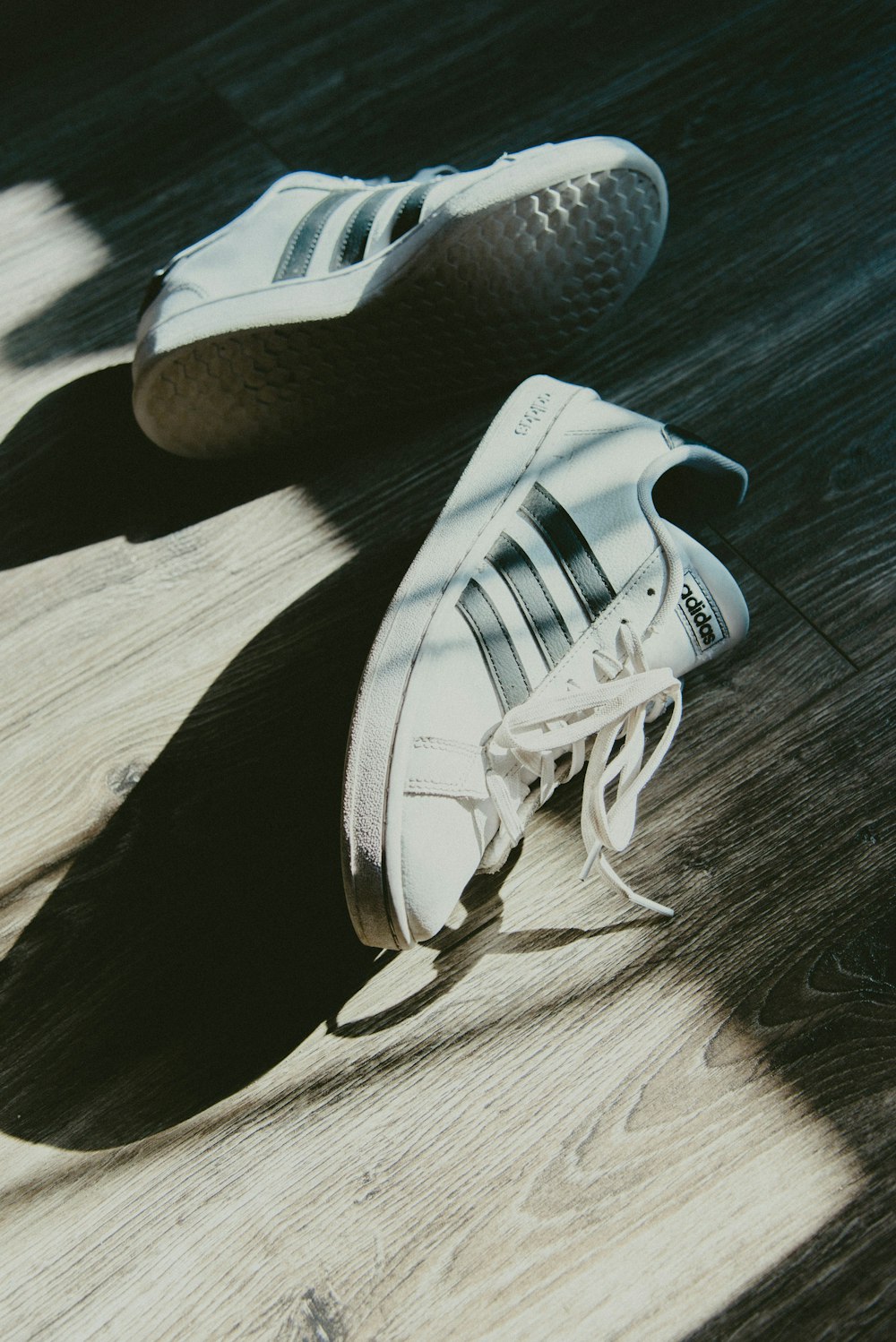 white and black adidas low top sneakers photo – Free Il Image on Unsplash