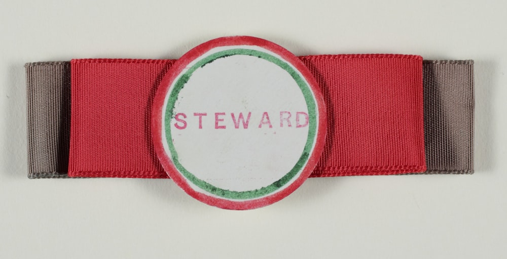 red strap on white table