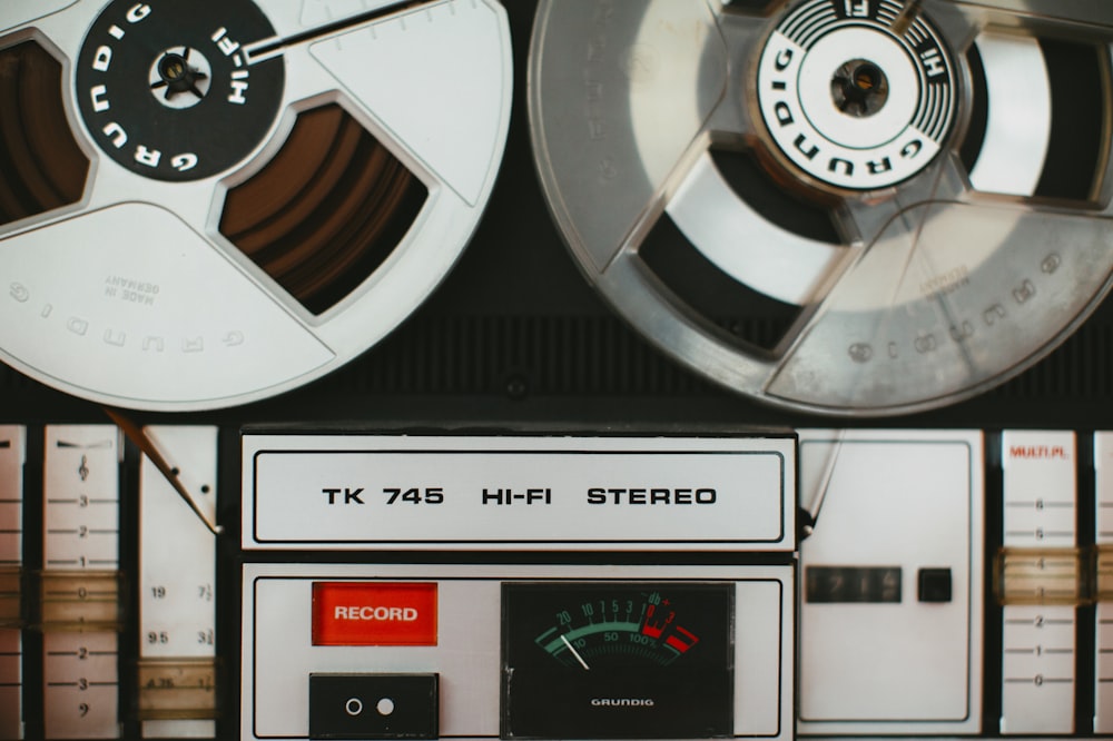 a close up of two reels on a machine